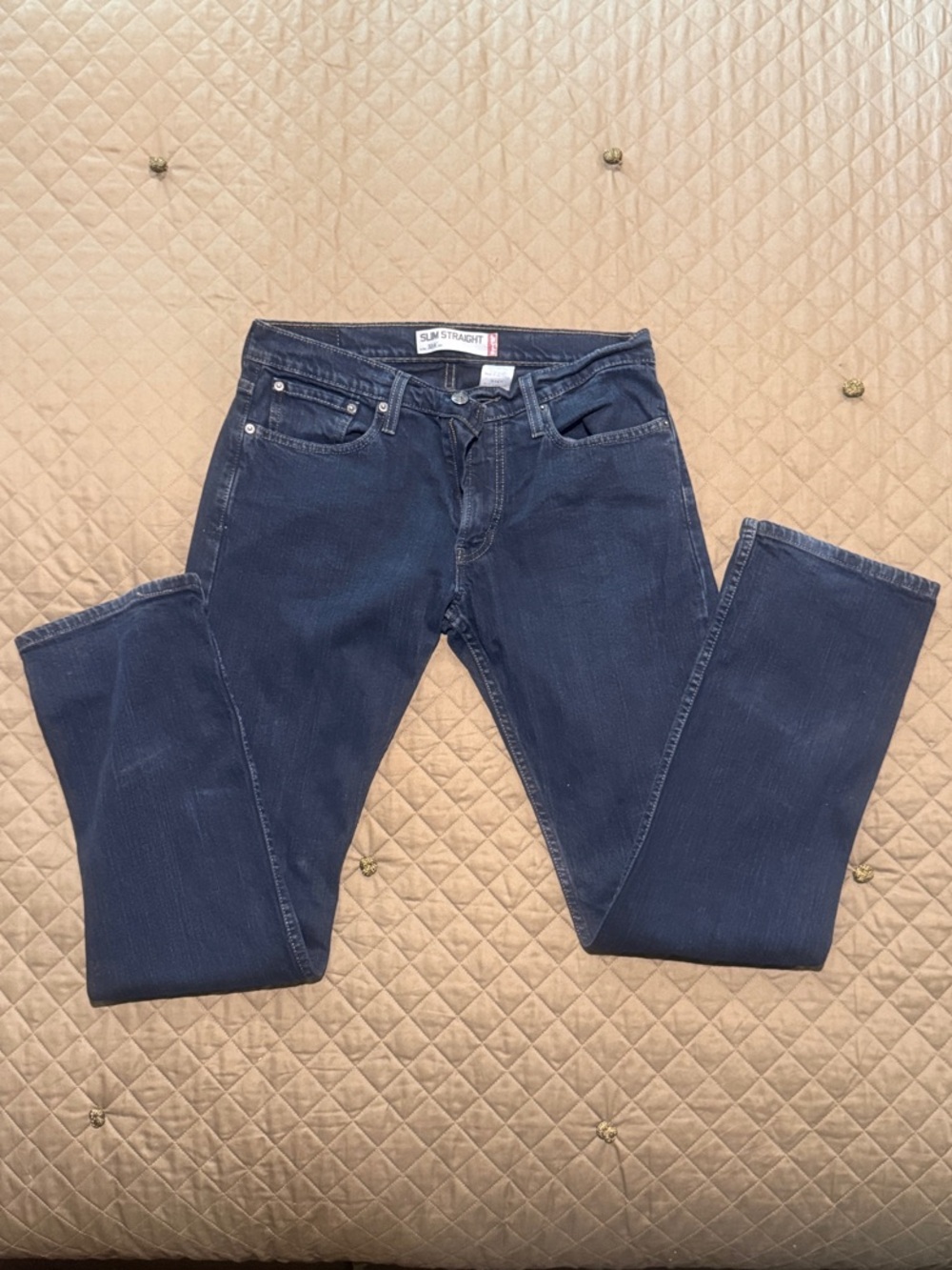 Dark Blue Men's Levi 514 Jeans - Classic Slim Straight Fit 33 X 34